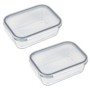 Conjunto 02 Potes Vidro Hermético Mantimentos Marmita 800ml