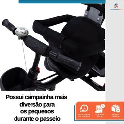 Triciclo Carrinho de Passeio Infantil com Capota Porta Objetos Cinto de Segurança até 50kg Empurrado - 4