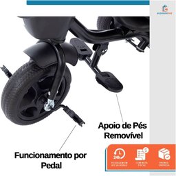 Triciclo Carrinho de Passeio Infantil com Capota Porta Objetos Cinto de Segurança até 50kg Empurrado - 9