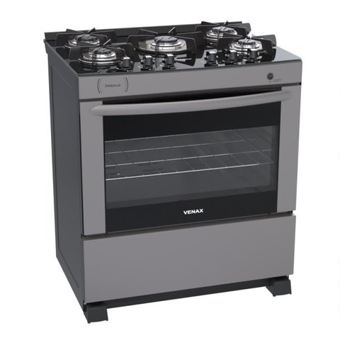 FOGAO 5 BOCAS VENAX DELPLUS VITREO BL GRAFITE GAS GLP