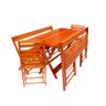 Conjunto Dobrável Mesa 1,5m 2 Bancos e 2 Cadeiras Madeira Maciça Eucalipto - 3
