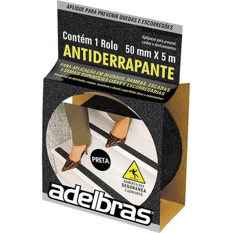 Fita para Demarcação de Solo Antiderrapante 50mmx5Mts Preta Adelbras