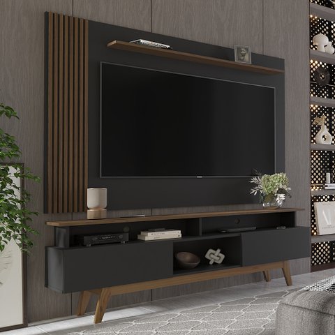 Rack com Painel Ripado para Tv até 70 Polegadas 2 Gavetas Grécia 180cm