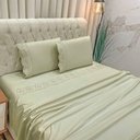 Ver imagem 2 de Jogo de Cama Lençol Casal Nupcial Percal 300 Fios 4 Peças Bege 100% Poliéster