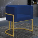 Ver imagem 2 de Kit 2 Poltronas Reforçadas Decorativa Sala Nayara Base Ferro Dourado Suede Azul Marinho