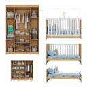 Ver imagem 5 de Quarto de Bebê Completo Berço Americano 3 em 1 Colchão Doçura Multimóveis MP4662 Madeirado-Off
