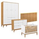 Ver imagem 1 de Quarto de Bebê Unique 4 Portas com Cômoda Sapateira e Painel Farm com Led Branco Soft Freijó Eco Woo