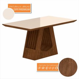 Mesa Santiago com 6 Cadeiras Sextavada Freijó/off/corino Branco - M.a Freijó/off Premium/corino - 3