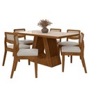 Ver imagem 2 de Mesa Santiago com 6 Cadeiras Sextavada Freijó/off/corino Branco - M.a Freijó/off Premium/corino
