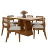 Mesa Santiago com 6 Cadeiras Sextavada Freijó/off/corino Branco - M.a Freijó/off Premium/corino - 1
