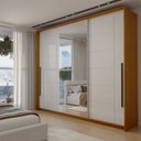 Ver imagem 3 de Guarda-Roupa Casal Genebra 3 Portas 4 Gavetas com Espelho Freijó/Branco - Panorama Móveis