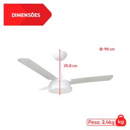 Ventilador de Teto Citrino Led Branco 3 Pás Tron 127v - 3
