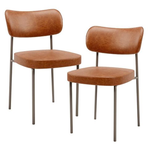 Kit 02 Cadeiras para Sala de Jantar Melina Base Arena L02 Couríssimo Camel - Lyam Decor