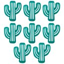 Ver imagem 1 de Kit 8 Porta Copo Decorativo em Silicone Formato Cacto Suporte Mesa Bolacha Chopp Verde Água