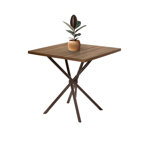 Mesa Quadrada Liz Laura Marrom 080 Cm Aco Nobre