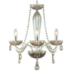 Lustre Estilo Clássico em Vidro Ambar - 3 Lâmpadas - 1