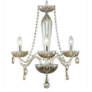 Lustre Estilo Clássico em Vidro Ambar - 3 Lâmpadas