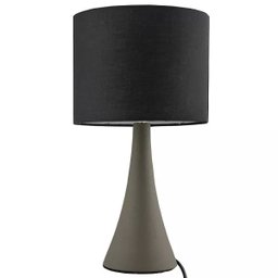 LUMINÁRIA DE MESA ABAJUR CINZA CUPULA PRETA 36,5CM 1E27 - 1