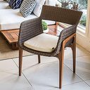 Ver imagem 3 de Poltrona Vila Real Decorativa Madeira Maciça com Fibra Sintética Almofada Impermeável Amadeirado