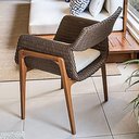 Ver imagem 2 de Poltrona Vila Real Decorativa Madeira Maciça com Fibra Sintética Almofada Impermeável Amadeirado