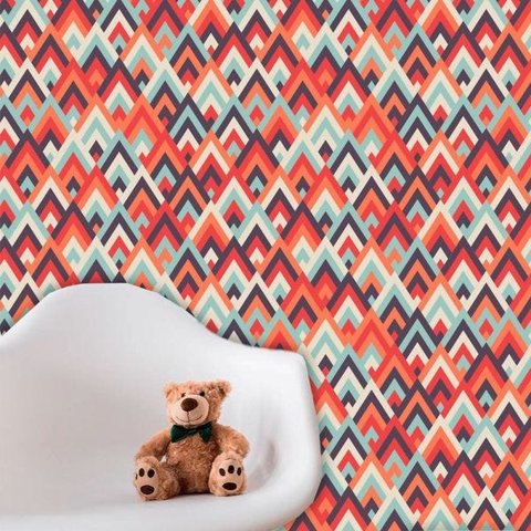 Papel de Parede Auto Adesivo Lavável Abstrato ab0028 Geométrico Colorido