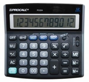 Calculadora Procalc Pc224 12 Díg Arredondamento Solar/bateria Dupla Memória G10