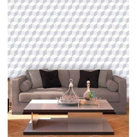 Papel de Parede Auto Adesivo Lavável Abstrato ab0030 Revestimento 3d Branco