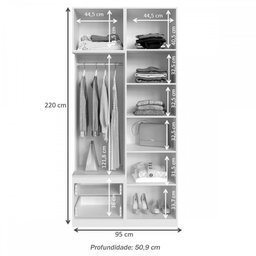 Guarda-Roupa Solteiro 2 Portas 2 Gavetas Grafite/Nature - Móveis Bentec - 4 Guarda-Roupa Solteiro 2 Portas 2 Gavetas Grafite/Nature - Móveis Bentec - 4