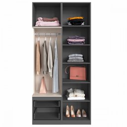 Guarda-Roupa Solteiro 2 Portas 2 Gavetas Grafite/Nature - Móveis Bentec - 3 Guarda-Roupa Solteiro 2 Portas 2 Gavetas Grafite/Nature - Móveis Bentec - 3