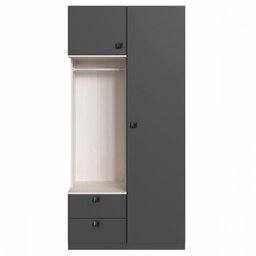 Guarda-Roupa Solteiro 2 Portas 2 Gavetas Grafite/Nature - Móveis Bentec - 2 Guarda-Roupa Solteiro 2 Portas 2 Gavetas Grafite/Nature - Móveis Bentec - 2