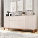 Ver imagem 2 de Buffet 4 Portas Mondrian com Cristaleira com LED Mondrian Microripado Bege/Off White