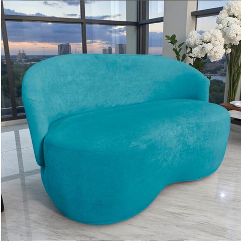 Namoradeira Decorativa Beatriz Orgânica Veludo Azul Turquesa