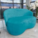 Ver imagem 1 de Namoradeira Decorativa Beatriz Orgânica Veludo Azul Turquesa