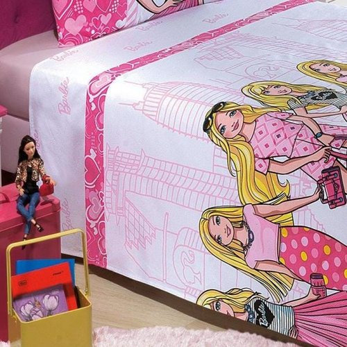 Jogo Cama Menina Barbie 100% Algodão 3 Peças 150 Fios Solteiro Licenciado  Mattel - Portallar - Jogo de Cama - Magazine Luiza