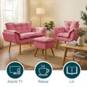 Ver imagem 5 de Kit Namoradeira Poltrona e Puff Decorativo para Sala Manicure Consultório Alice Suede