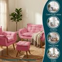 Ver imagem 4 de Kit Namoradeira Poltrona e Puff Decorativo para Sala Manicure Consultório Alice Suede