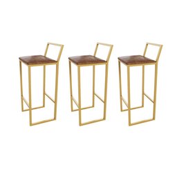 Jogo 3 Banqueta Alta Balcão Bistrô Dourada Confort Ind Premium Estofado Don Castro Decor - 6