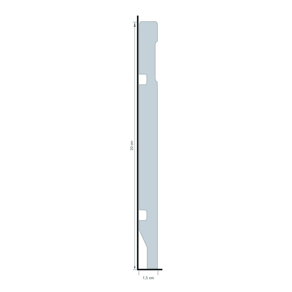 Rodapé de Poliestireno 20cm x 15mm Frisado Metro Linear Casa Grassi - 6