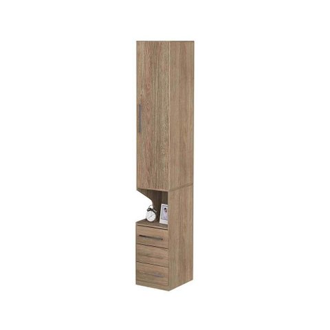 Guarda-roupa de 1 Porta com Mesa de Cabeceira 1416 Direito Castanho