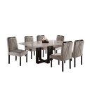 Ver imagem 2 de Conjunto Sala de Jantar 6 Lugares Mesa e Cadeiras Requinte Madeira Maciça Castanho e Veludo Marrom a