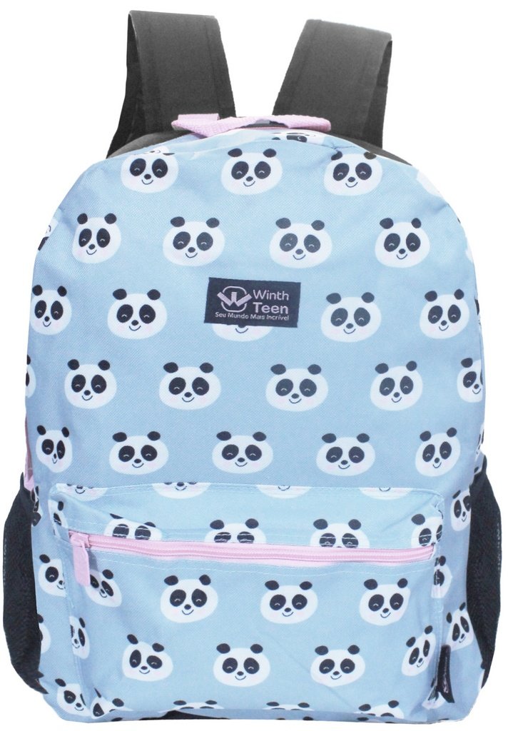 Mochila Feminina Escolar Bolsa Juvenil Infantil Reforçada Impermeável Panda Donuts Lancheira Té - Az - 8