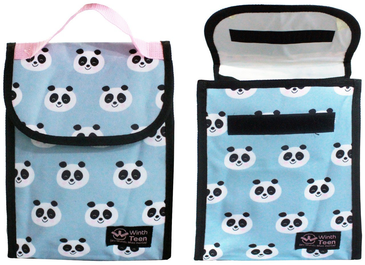 Mochila Feminina Escolar Bolsa Juvenil Infantil Reforçada Impermeável Panda Donuts Lancheira Té - Az - 2