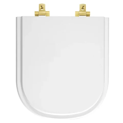Assento Sanitário Laqueado Soft Close Vogue Plus Branco para vaso Deca com Ferragem Dourada