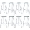 Ver imagem 1 de Kit 08 Banquetas Baixa Bar Cozinha Sala de Jantar Áris C01 Branco Courino Off White - Lyam Decor