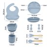 Kit Prato Infantil Silicone com Copo, Talher, Babador e Tigela:azul - 6