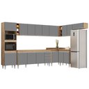 Ver imagem 1 de Armário de Cozinha Modulada de Canto 9 Peças CP04 Balcão Castanho/Cinza - Lumil Lumil Móveis