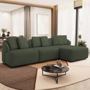 Ver imagem 1 de Sofá 3 Lugares com Chaise Direito Sala Living 248cm Arlo F04 Linho Verde - Lyam Decor