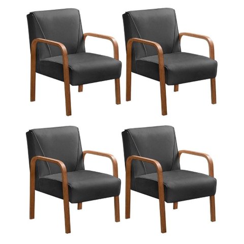 Kit 4 Poltronas Anita Cor:Veludo Cinza 220