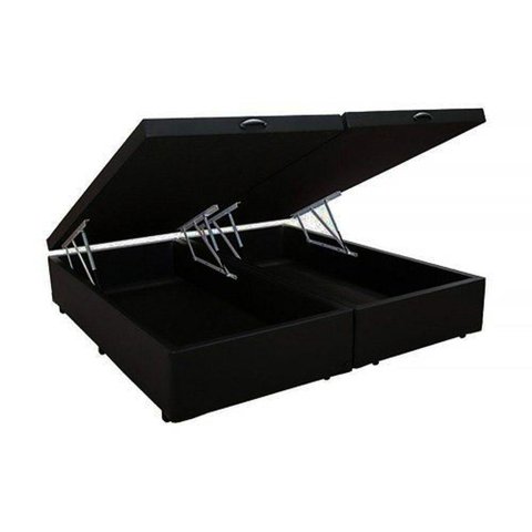 Cama Box Baú Blindado King Bipartido Homequeen Suede Preto 41x193x203