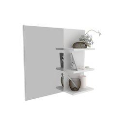 Espelheira Estante Suspensa Organizadora 1 Espelho 3 Prateleiras Para Banheiro Branco - 2